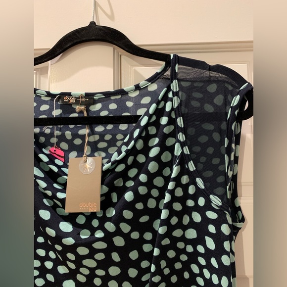 Double Jeu Paris Black with Turquoise Polka dots Mini Dress / Tunic - Picture 4 of 4